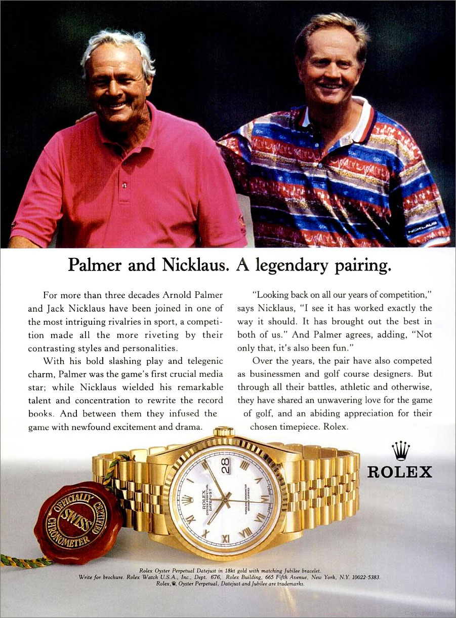 Welcome to RolexMagazine Arnold Palmer Rolex Day-Date Ad from 1969...