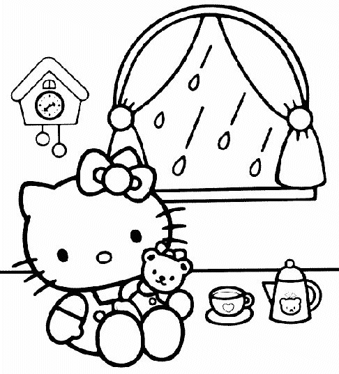Free Hello Kitty Coloring Pages title=