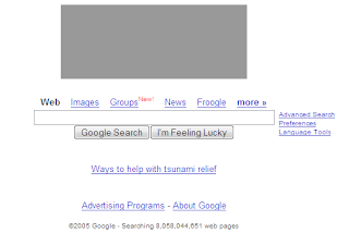 Google screenshot in 2005