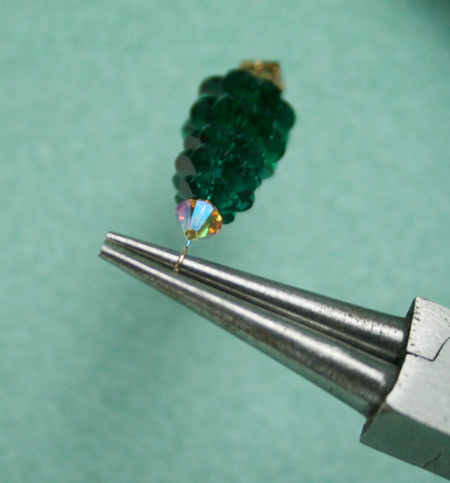 Red Panda Beads Christmas Tree Earrings in Swarovski Crystals