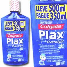 Enxag Bucal Colgate Plax Lv 500Ml Pg 350Ml Overnight Enxag Bucal Plax Overnight (7891024130452)