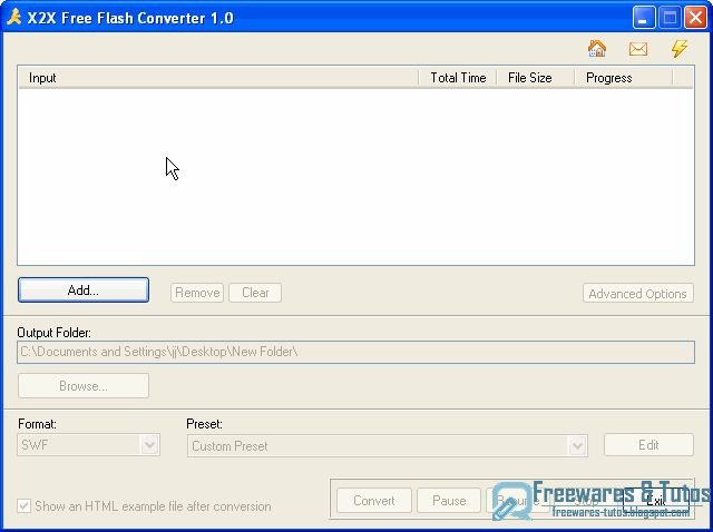 X2X Free Flash Converter : logiciel pour convertir des vidéos en fichiers flash (SWF et FLV)