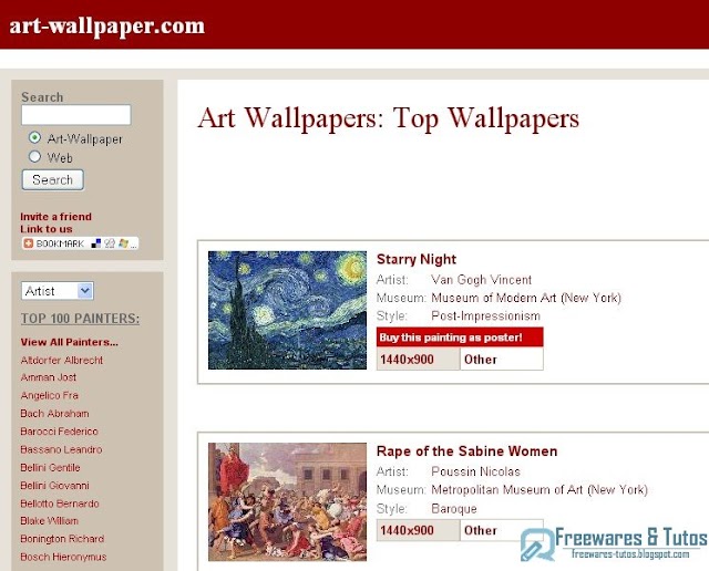 Art-Wallpaper.com : des fonds d'écran artistiques de grands maîtres de la peinture