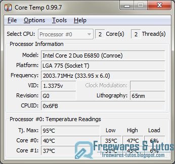 Core Temp : un logiciel de monitoring portable et gratuit