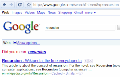 funny google search recursion