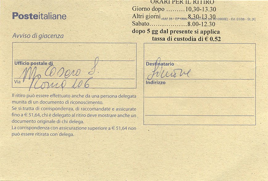 Sim One Avviso di Sim One Avviso di