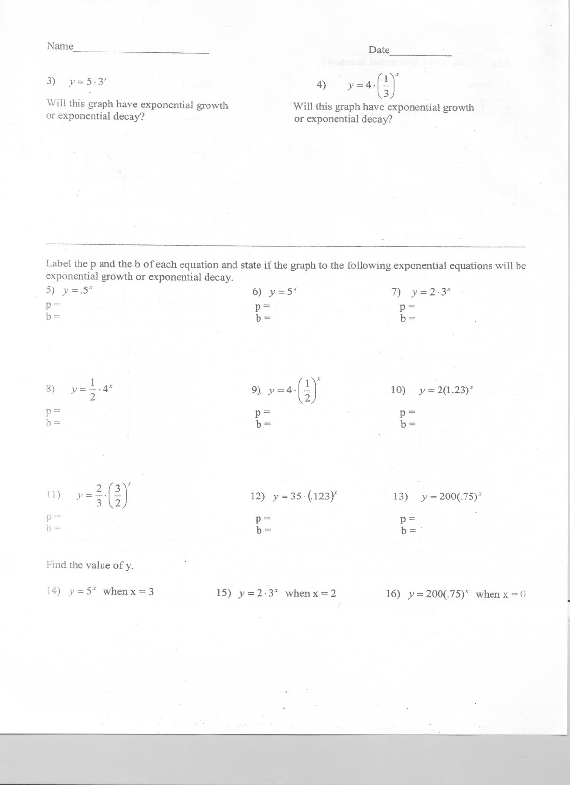 Mr. Napoli's Algebra Aim How do we graph exponential functions/