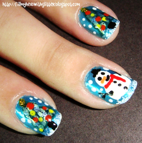 Fill My Head With Glitter: NAIL ART: Christmas Trees and some snowmen!