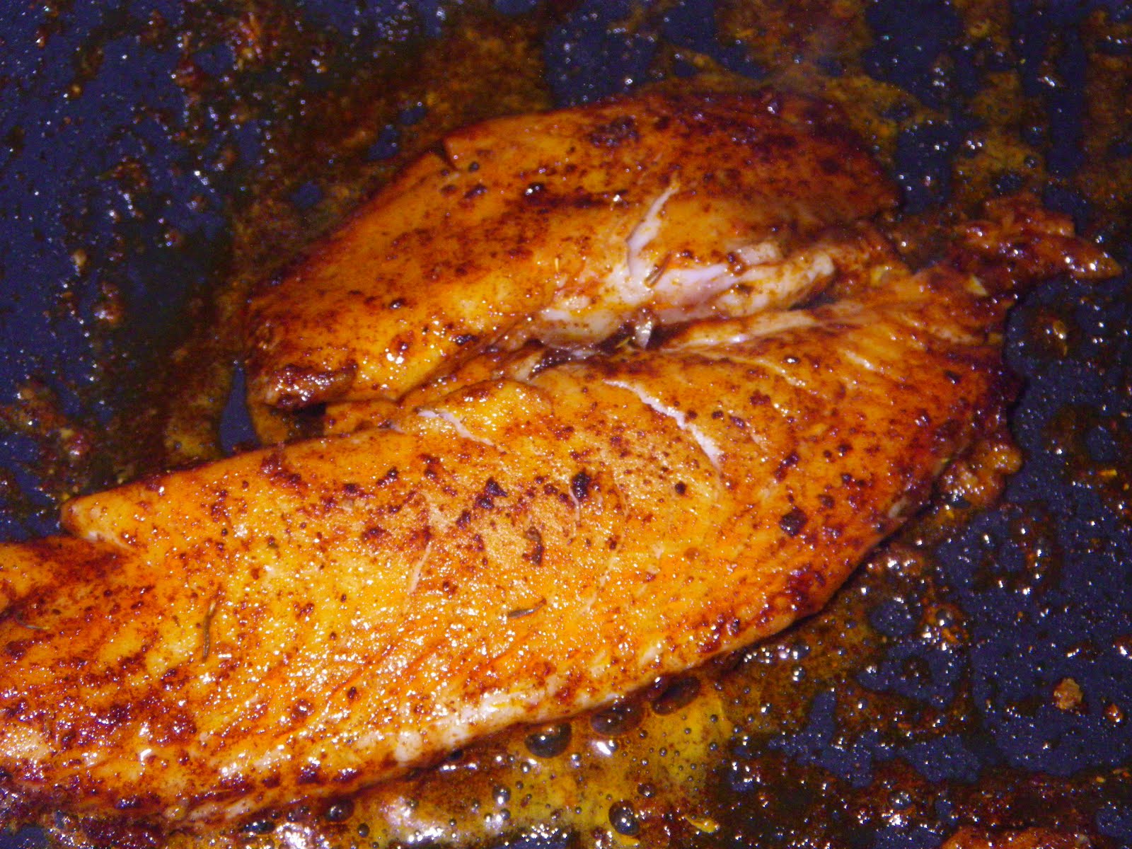 Year on the Grill: Blackened Talapia on a bed of Spinach Blue Cheese ...