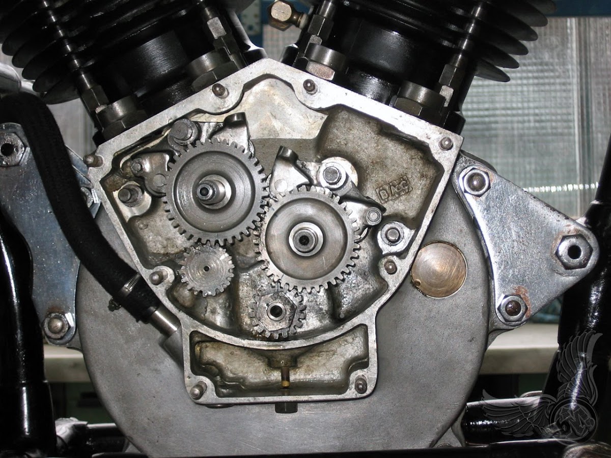 close-up of 1920 j.a.p. supercharged 1700cc v-twin