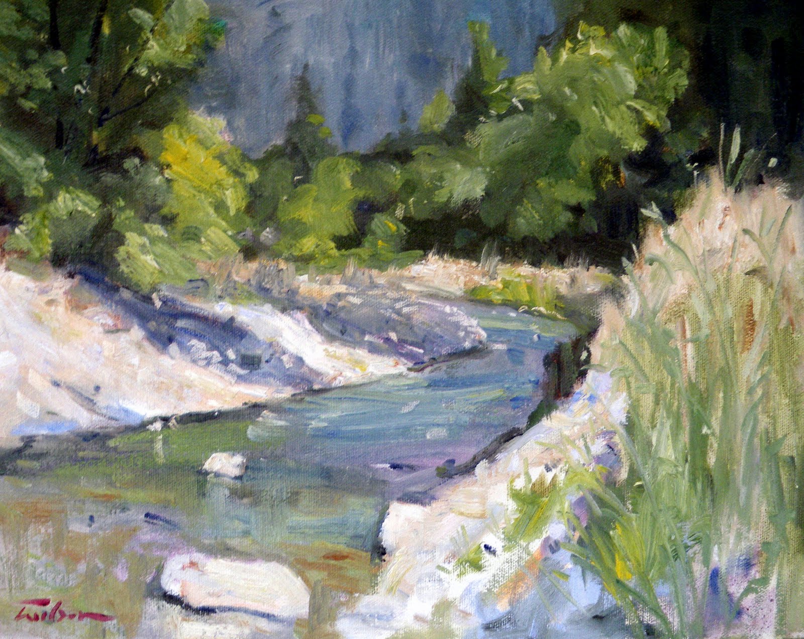 Artist Ron Wilson Canada "Salmon Creek" oil 11 x 14 on RayMar