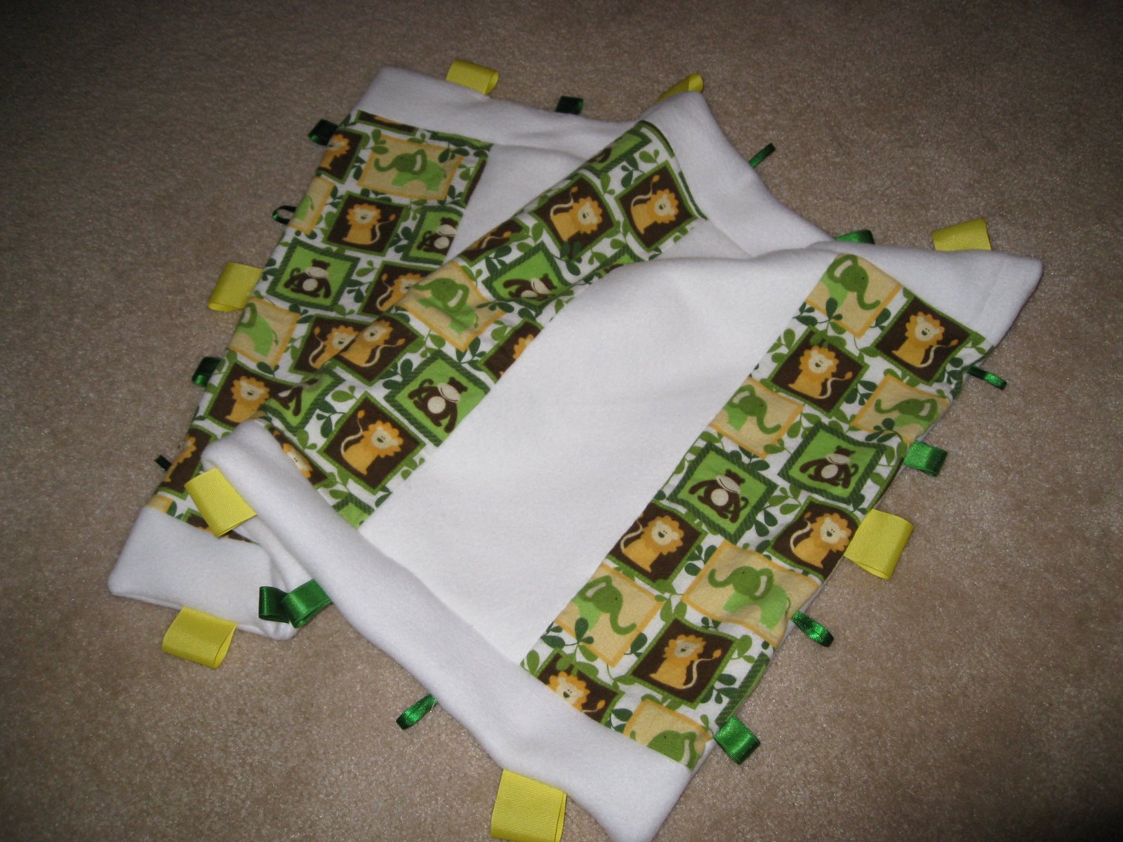 Monkey See, Monkey Do! Ribbon Edged Baby Blanket