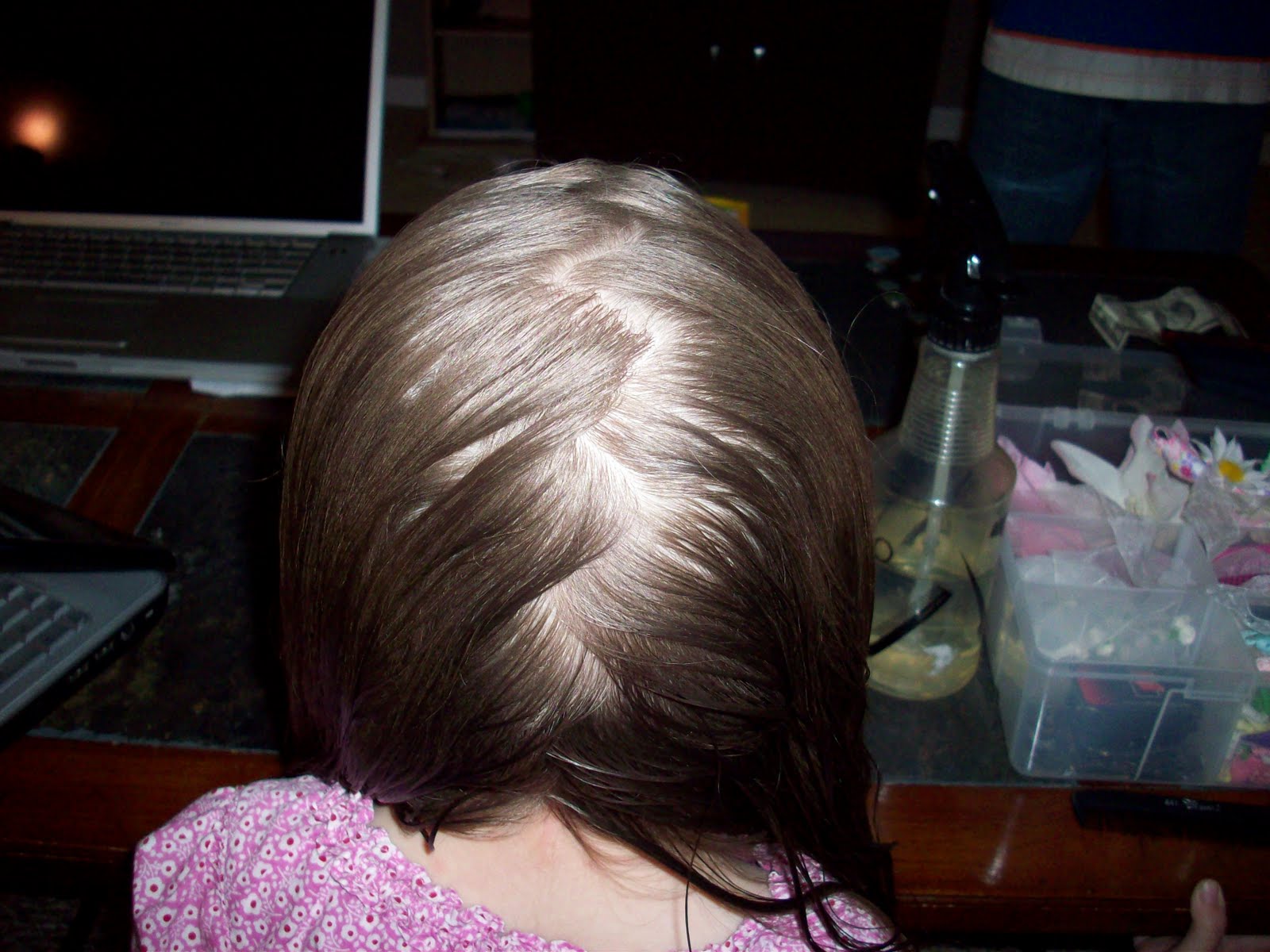 My Little one's hair Zig Zag rubber band pigtails