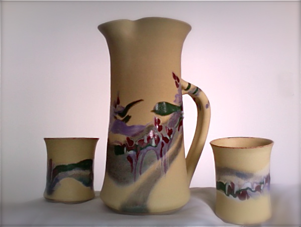 Pottery Pitcher & Cups