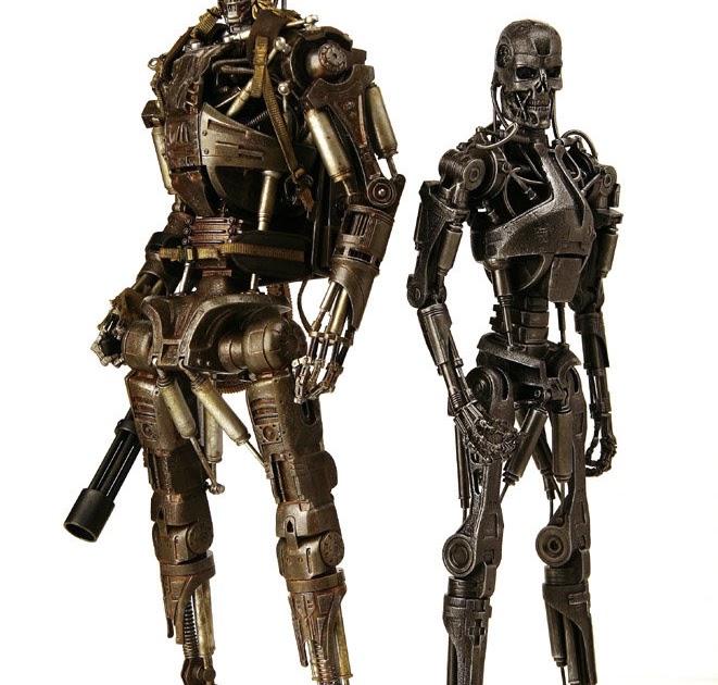 Hot Toys Movie Masterpiece Terminator Salvation 1/6 scale T-600 and T-700 -...