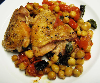 Straight No chaser: Baked Chicken Thighs with Tomatoes and Chickpeas