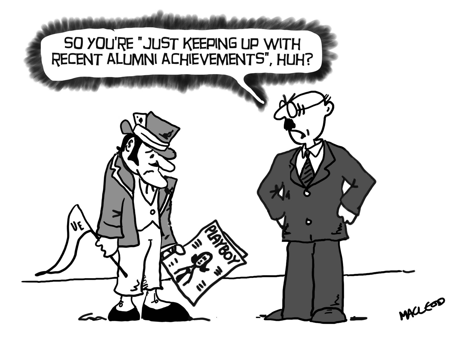 MacLeod Cartoons UE Alum on cover of Playboy