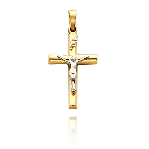 Two-tone Gold Hollow Crucifix