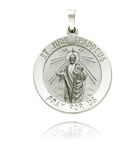 White Gold Saint Jude Medal