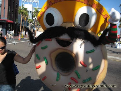 Glazed donut mascot - Photo by San Diego video producer Patty Mooney of Crystal Pyramid Productions