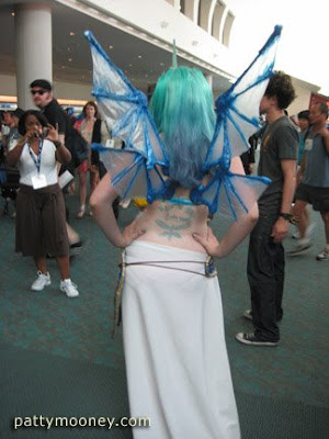 Fairy with Blue hair and wings at Comic Con - Photo by San Diego video producer Patty Mooney of Crystal Pyramid Productions
