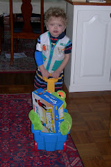 Pulling toys in wagon