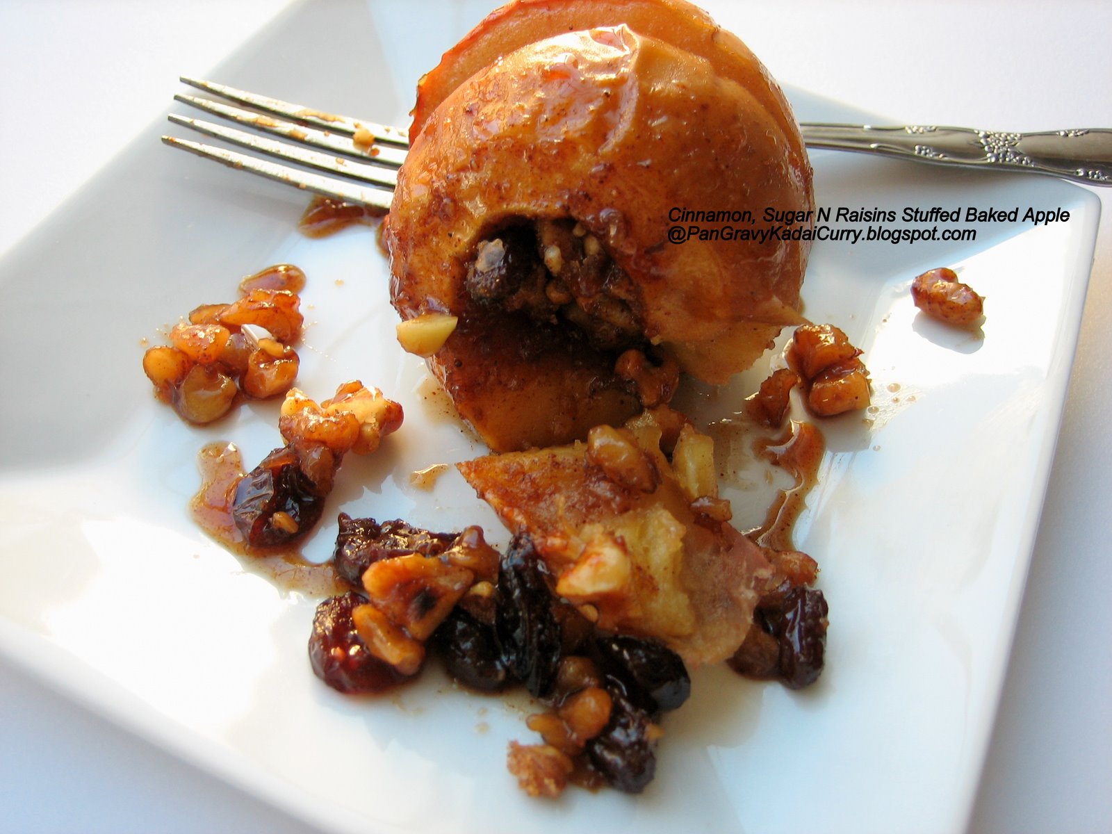 Pan Gravy Kadai Curry Cinnamon, Sugar and Raisins Stuffed Baked Apples