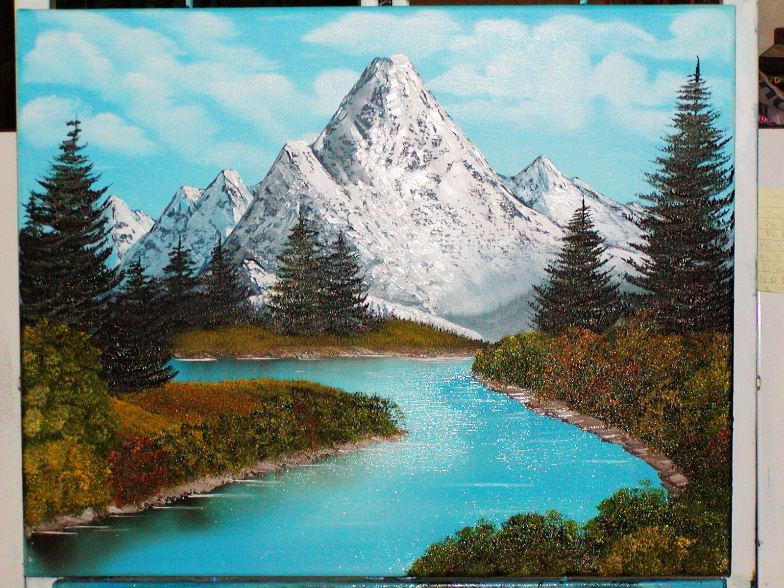 Art By Kasa Painting done in March Snowy mountains in spring