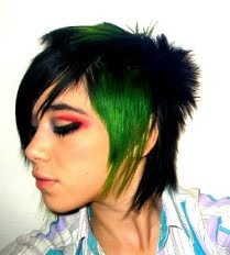 Short Emo Hair with Green 
