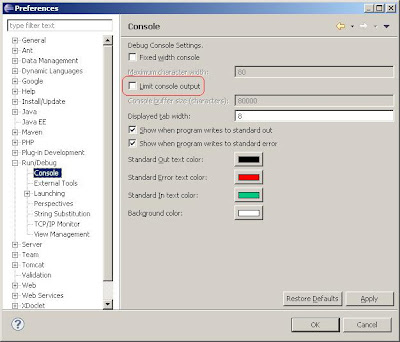 JVMinside: Eclipse may freeze if console output is not limited
