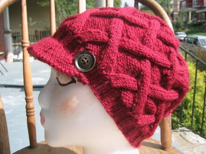 Red Woven Cable Newsboy With Vintage Buttons