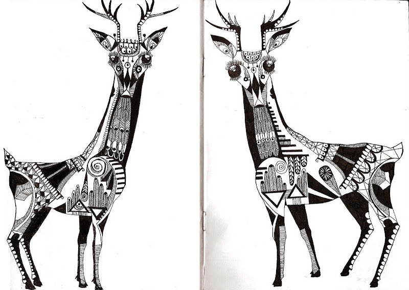  idea of a tattoo she'd want to get. A deer with an Eiffel tower on it title=
