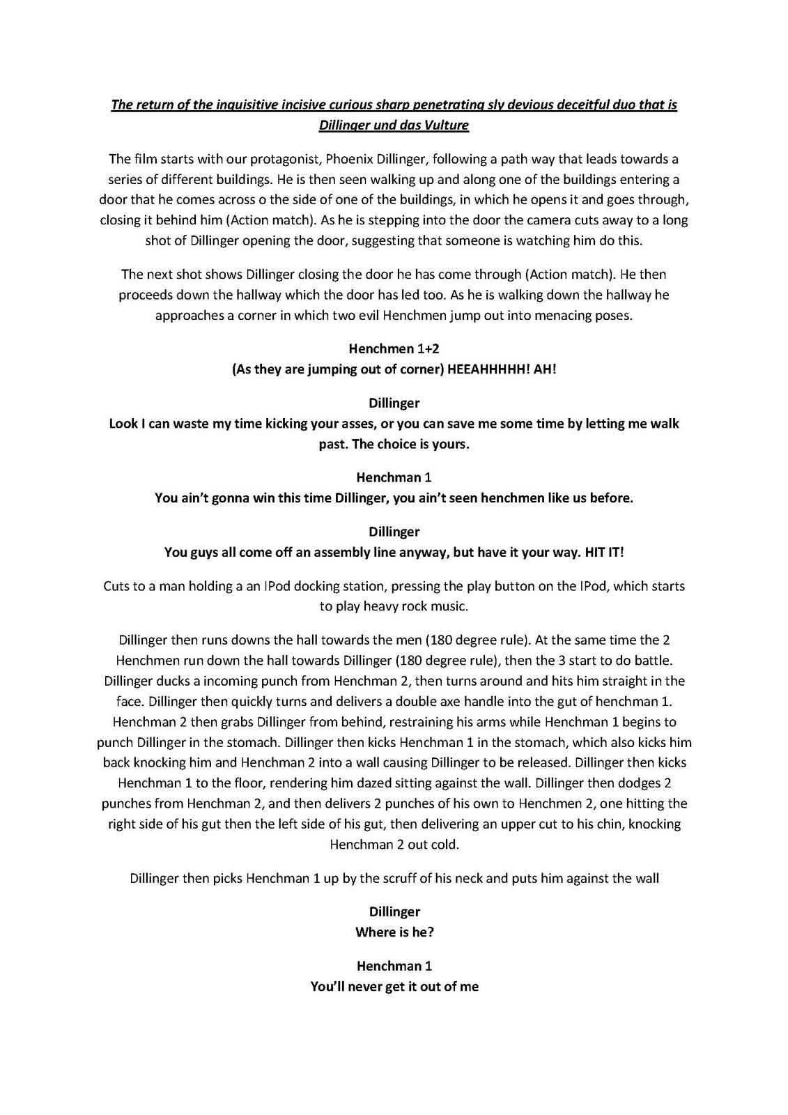 YoungWilson Blogs Continuity Task Here is the Finished Script!