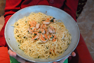 Shrimp & Capellini in Bowl by Ted Whittemore