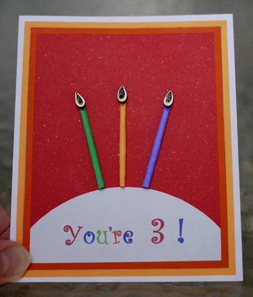 quilled candles on birthday card