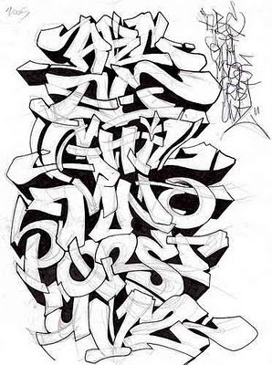 Grafity Font Sample Sketch Graffiti Alphabet On Paper By Graffiti Artist