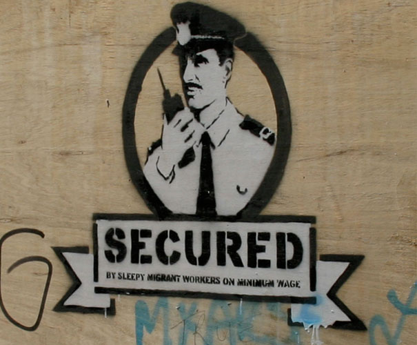 mural graffiti art: Banksy Graffiti Street Art "Secured"