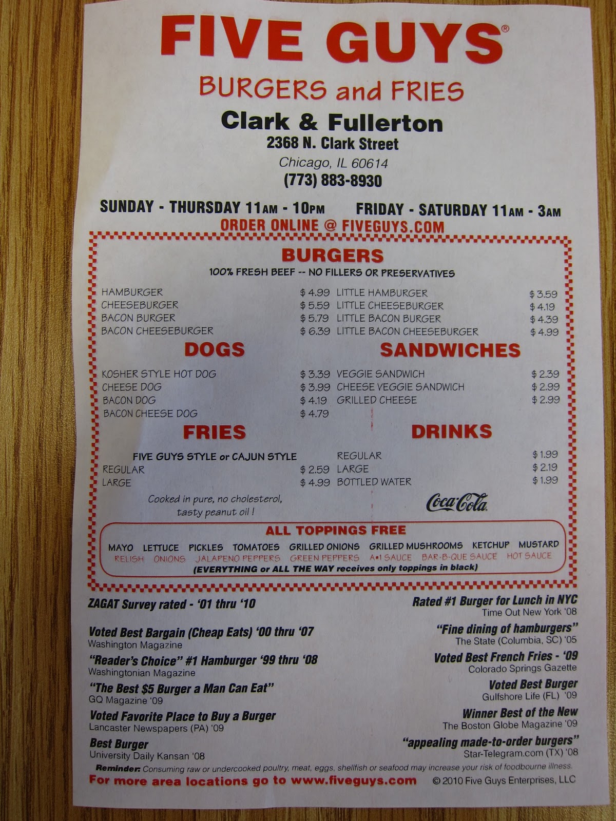 Nordic Nibbler Five Guys, Chicago Restaurant Review