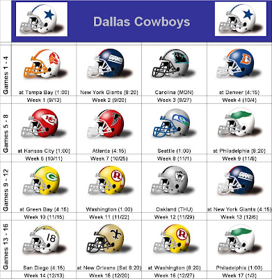 2009 schedule cowboys helmet dallas style