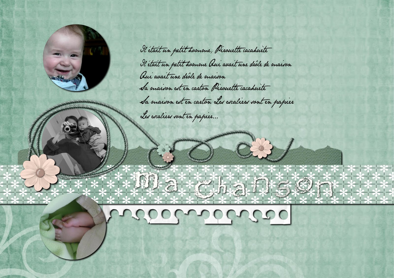Marylou' Scrap Album naissance templates pages 8 et 9