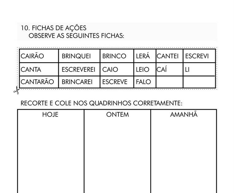 Atividades com tempos verbais. Atividades