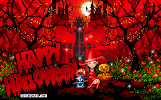 halloween blood fountain witch wallpaper