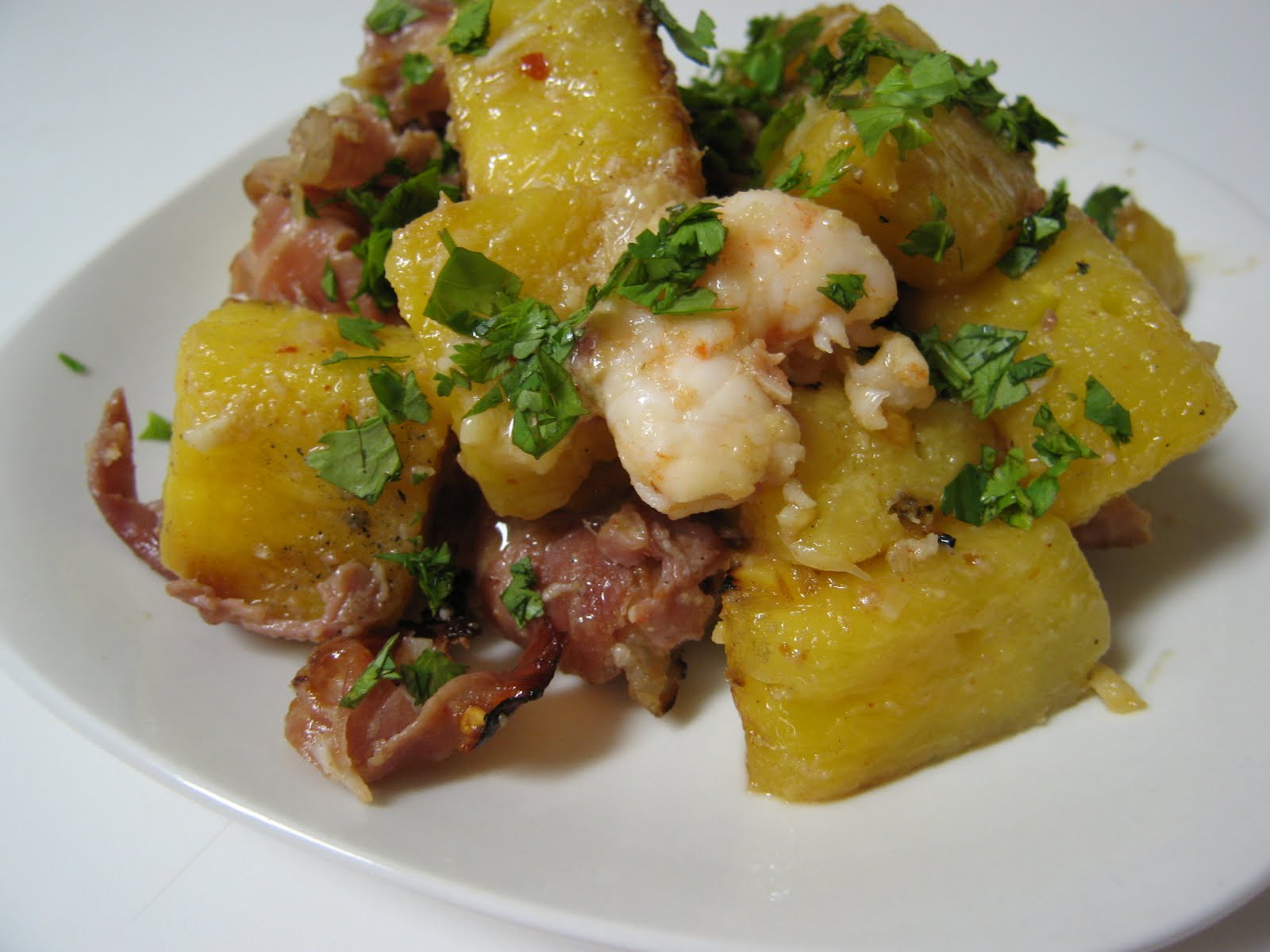 The Saucy Kitchen Shrimp & Pineapple Skewers with Rum Butter Dipping Sauce