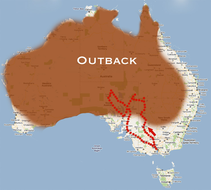 The Outback of Australia Karte (Englisch, Pflanzen, Geografie)
