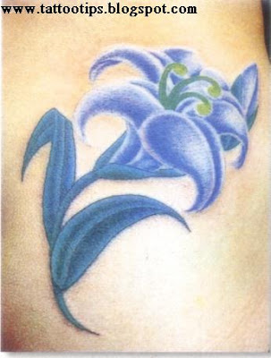 Blue flower and Birds Tattoos Gallery