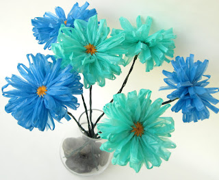upcycled plastic bag flowers by ffflowers
