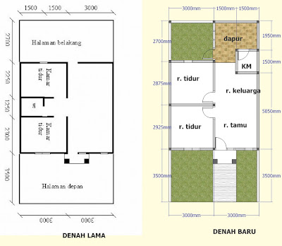  : Desain rumah Gratis: Penambahan kecil untuk renovasi rumah tipe 36