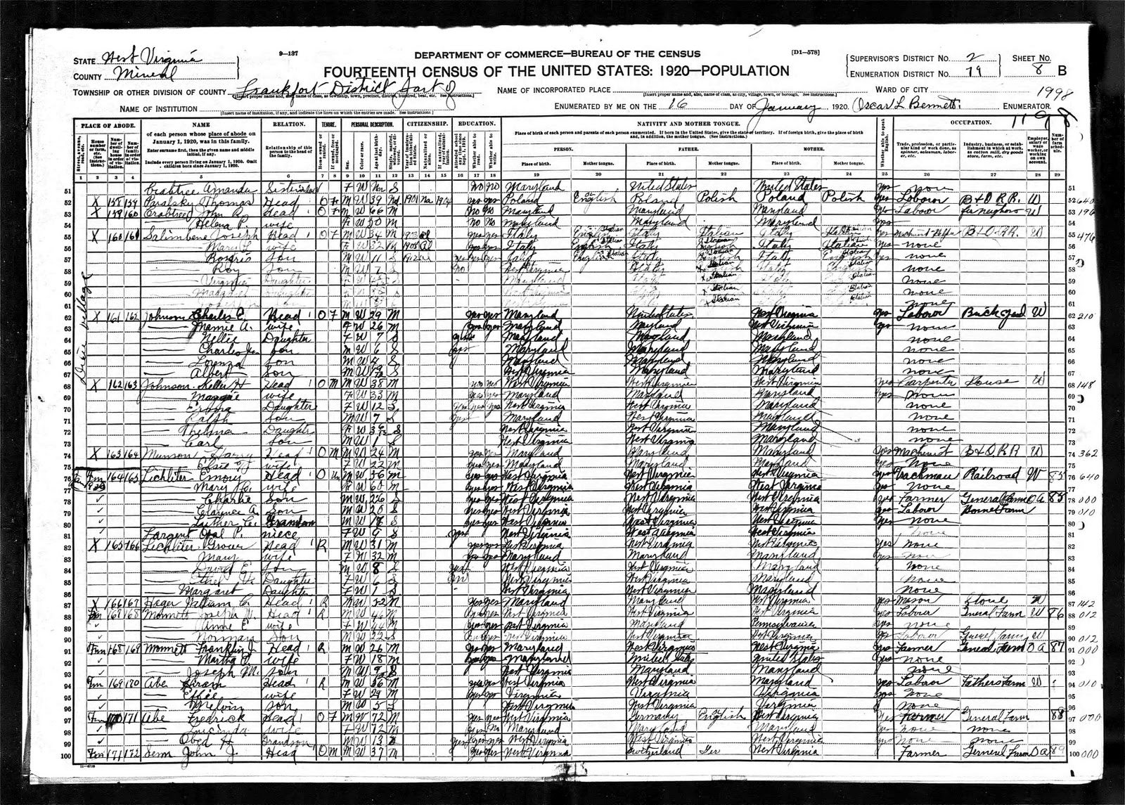 Abe Family Heritage Records 0038 1920 Census Mineral County, West