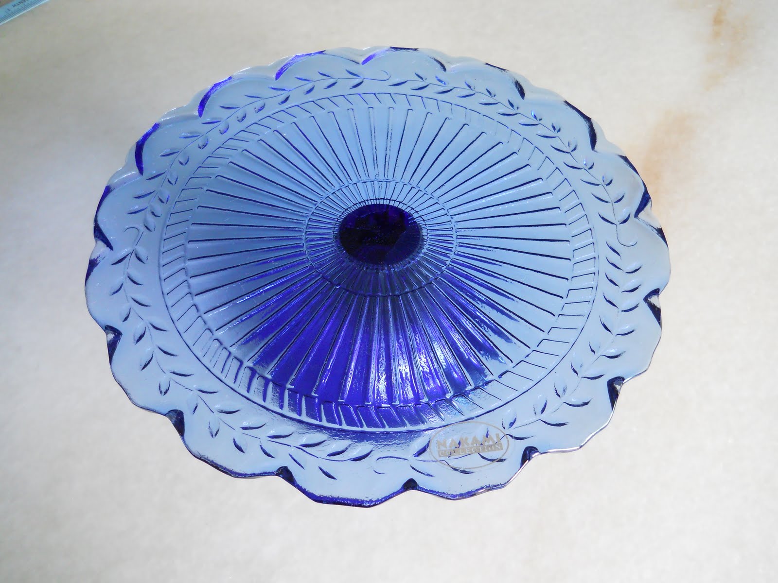 Country Treasures Footed Blue Glass Cake Plates for SALE