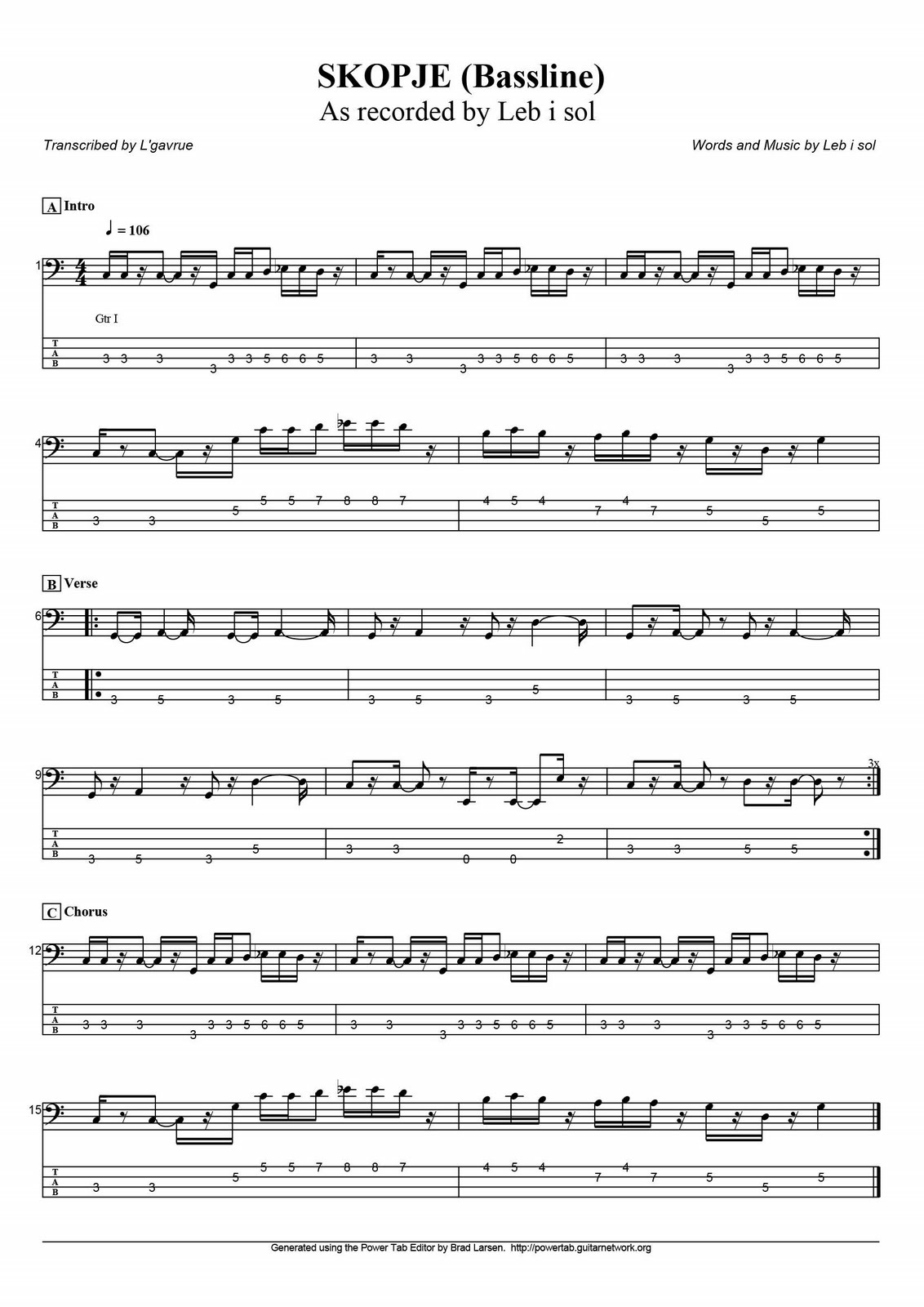 Bass transcriptions Leb i Sol Skopje (bas transkripcija)